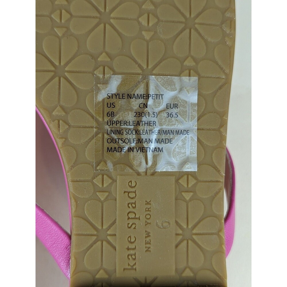 Kate Spade Petit Flip Flop Sandals Womens 6 B Purple Leather Bow Flats Shoes NEW - Picture 9 of 11